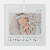 私たちの初めてのクリスマスは祖父母シックモダンとして ガラスオーナメント (正面)