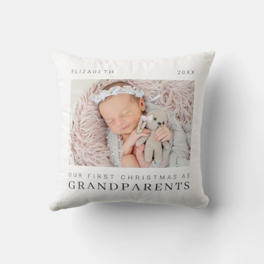 私たちの初めてのクリスマスは祖父母シックモダンとして クッション (裏面)