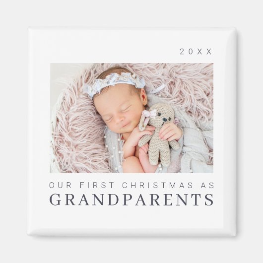 私たちの初めてのクリスマスは祖父母シックモダンとして マグネット (正面)