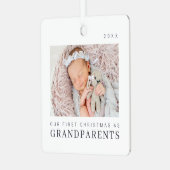 私たちの初めてのクリスマスは祖父母シックモダンとして メタルオーナメント (正面左)