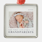 私たちの初めてのクリスマスは祖父母シックモダンとして メタルオーナメント (正面)