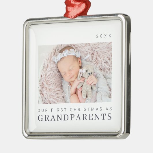 私たちの初めてのクリスマスは祖父母シックモダンとして メタルオーナメント (左)