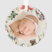 私たちの初めてのクリスマスは祖父母フローラ写真 オーナメント (裏面)