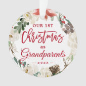 私たちの初めてのクリスマスは祖父母フローラ写真 オーナメント (正面)