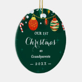 私たちの初めてのクリスマスは祖父母フローラ写真 セラミックオーナメント (右)