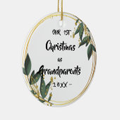 私たちの初めてのクリスマスは祖父母フローラ写真 セラミックオーナメント (右)