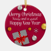 私たちの初めてのクリスマスは祖父母フローラ写真C セラミックオーナメント (正面)