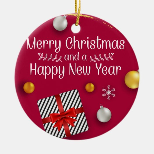 私たちの初めてのクリスマスは祖父母フローラ写真C セラミックオーナメント (正面)