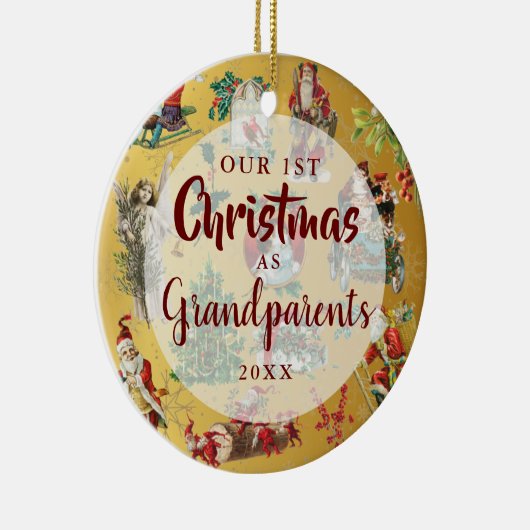 私たちの初めてのクリスマスは祖父母ヴィンテージ写真 セラミックオーナメント (右)