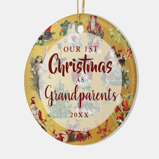 私たちの初めてのクリスマスは祖父母ヴィンテージ写真 セラミックオーナメント (左)