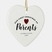 私たちの初めてのクリスマスは親のパーソナライズされたハート セラミックオーナメント (右)