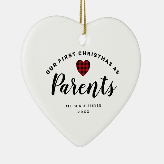 私たちの初めてのクリスマスは親のパーソナライズされたハート セラミックオーナメント (右)