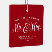 私たちの初めてのクリスマスは赤い写真のオーナメントを新たに作った セラミックオーナメント (右)