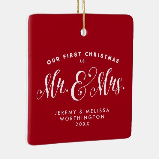 私たちの初めてのクリスマスは赤い写真のオーナメントを新たに作った セラミックオーナメント (右)