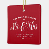 私たちの初めてのクリスマスは赤い写真のオーナメントを新たに作った セラミックオーナメント (左)