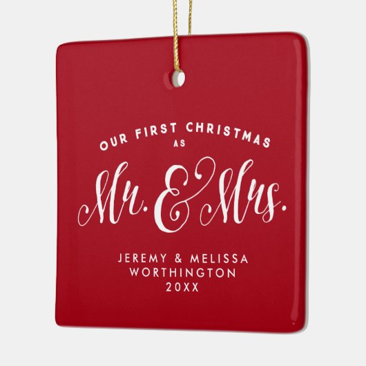 私たちの初めてのクリスマスは赤い写真のオーナメントを新たに作った セラミックオーナメント (左)