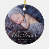 私たちの初めてのクリスマスは銀の箔として セラミックオーナメント (正面)