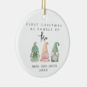 私たちの初めてのクリスマスは3つの名前をカスタムするの家族 セラミックオーナメント (右)