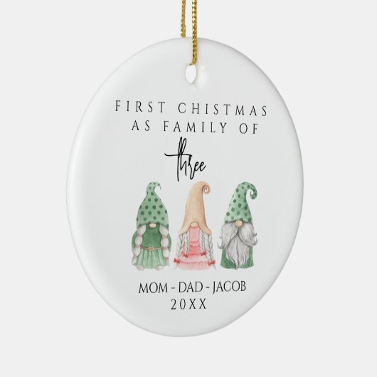 私たちの初めてのクリスマスは3つの名前をカスタムするの家族 セラミックオーナメント (右)