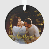 私たちの初めてのクリスマスは3つの金箔の家族として オーナメント (裏面)