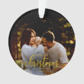 私たちの初めてのクリスマスは3つの金箔の家族として オーナメント (正面)