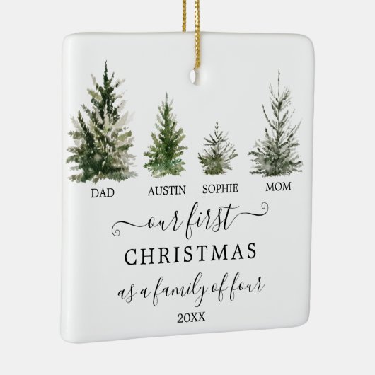 私たちの初めてのクリスマスは4人の家族として セラミックオーナメント (右)