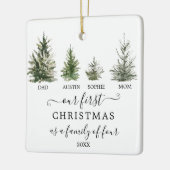 私たちの初めてのクリスマスは4人の家族として セラミックオーナメント (左)