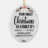 私たちの初めてのクリスマスは5つの名前をカスタムするの家族 セラミックオーナメント (右)