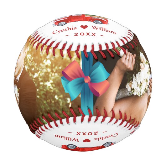 私たちの初めてのクリスマスは、新婚夫妻の写真として 野球ボール (正面)