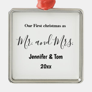 私たちの初めてのクリスマスは、mrとmrs結婚のceとして メタルオーナメント