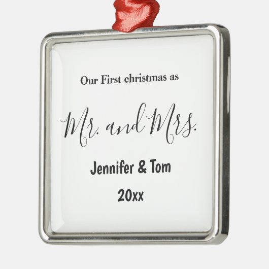 私たちの初めてのクリスマスは、mrとmrs結婚のceとして メタルオーナメント (左)