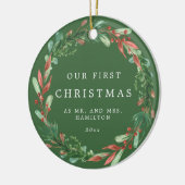 私たちの初めてのクリスマスは、Mr.とMr.リースSeramic Oです。 セラミックオーナメント (左)