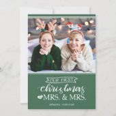 私たちの初めてのクリスマスはlgbtのミセス&ミセス・ホリデーカード シーズンカード (正面)