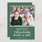 私たちの初めてのクリスマスはlgbtのミセス&ミセス・ホリデーカード シーズンカード (正面/裏面)