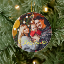 私たちの初めてのクリスマスはMOMと写真とのパパ セラミックオーナメント