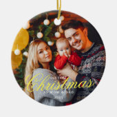 私たちの初めてのクリスマスはMOMと写真とのパパ セラミックオーナメント (正面)