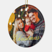 私たちの初めてのクリスマスはMOMと写真とのパパ セラミックオーナメント (左)