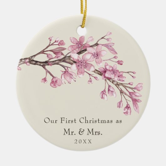 私たちの初めてのクリスマスはMr.とMr.とMr.さくらんぼBlossom セラミックオーナメント (正面)