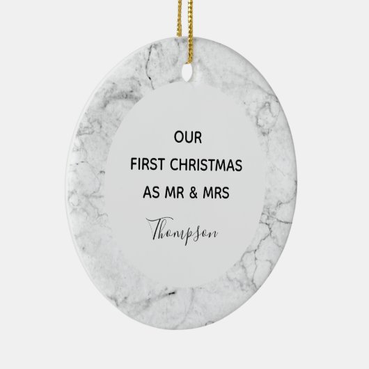 私たちの初めてのクリスマスはMr.とMrs.Marble Photoとして セラミックオーナメント (右)