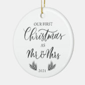 私たちの初めてのクリスマスはMr.ミセスと写真 セラミックオーナメント (左)