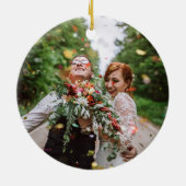 私たちの初めてのクリスマスはMr.ミセスと写真 セラミックオーナメント (裏面)