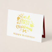 私たちの初めてのクリスマスはMr.&ミセス実在金ゴールド 箔カード (正面)