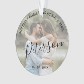 私たちの初めてのクリスマスはMr.ミセス結婚の写真 オーナメント (正面)