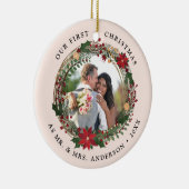 私たちの初めてのクリスマスはMr.ミセス結婚の写真 セラミックオーナメント (右)