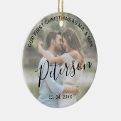 私たちの初めてのクリスマスはMr.ミセス結婚の写真 セラミックオーナメント (右)