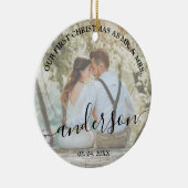 私たちの初めてのクリスマスはMr.ミセス結婚の写真 セラミックオーナメント (右)