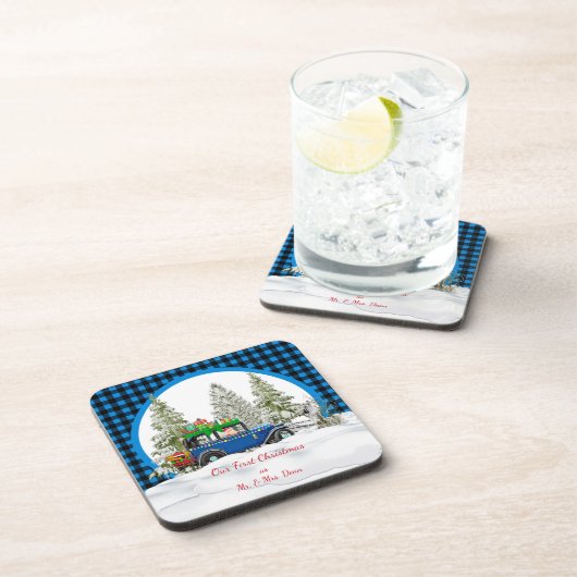 私たちの初めてのクリスマスはMr.ミセス・オーナメント・ベヴァグ コースター (右側)