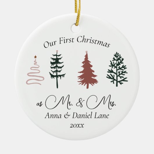 私たちの初めてのクリスマスはMr.ミセス・キープサケカスタム セラミックオーナメント (正面)