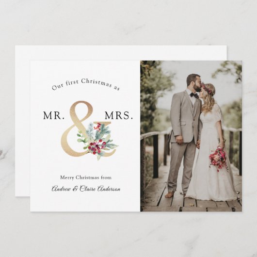 私たちの初めてのクリスマスはMr.ミセス シーズンカード (正面/裏面)