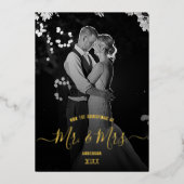 私たちの初めてのクリスマスはMr.ミセス・フォト実在ー 箔シーズンカード (正面)